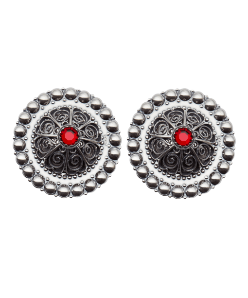 Borer 40 mm med raud stein til skinnlist, oksidert