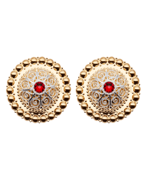 Borer 40 mm med raud stein til skinnlist, forgylt/kvit