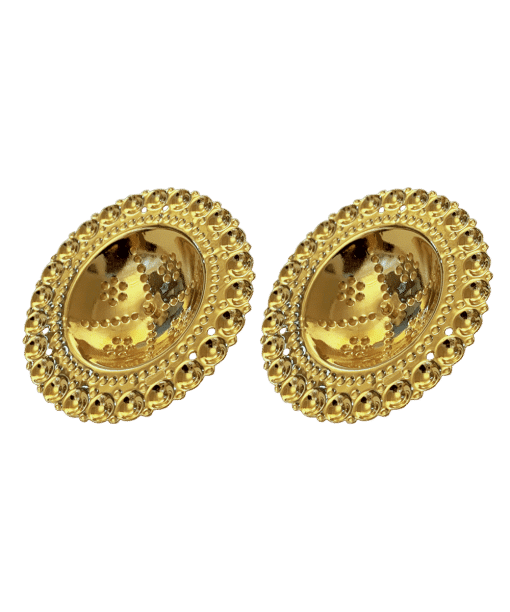 Alternative view of Borer 31 mm med raud stein, forgylt/kvit