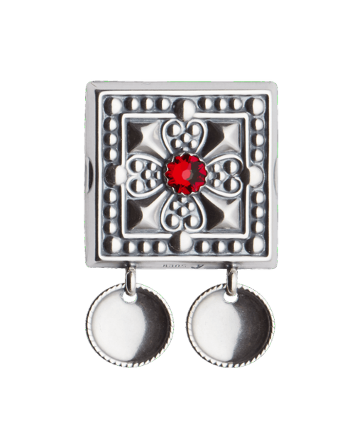 Beltestøl med raud stein, oksidert