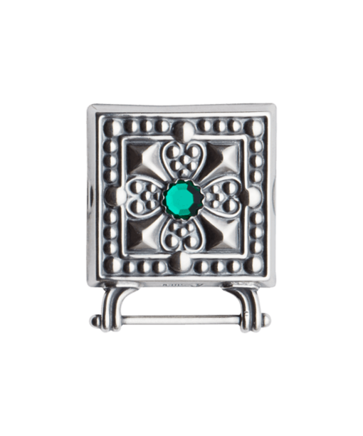 Veskestøl med grøn stein, oksidert