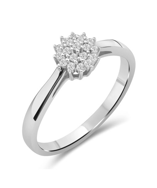 Diamantring i Hvitt Gull (585) med 0.22ct TW/SI Diamanter