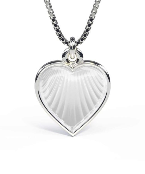 Pia & Per - Halssmykke sølv - 14 mm hvitt hjerte
