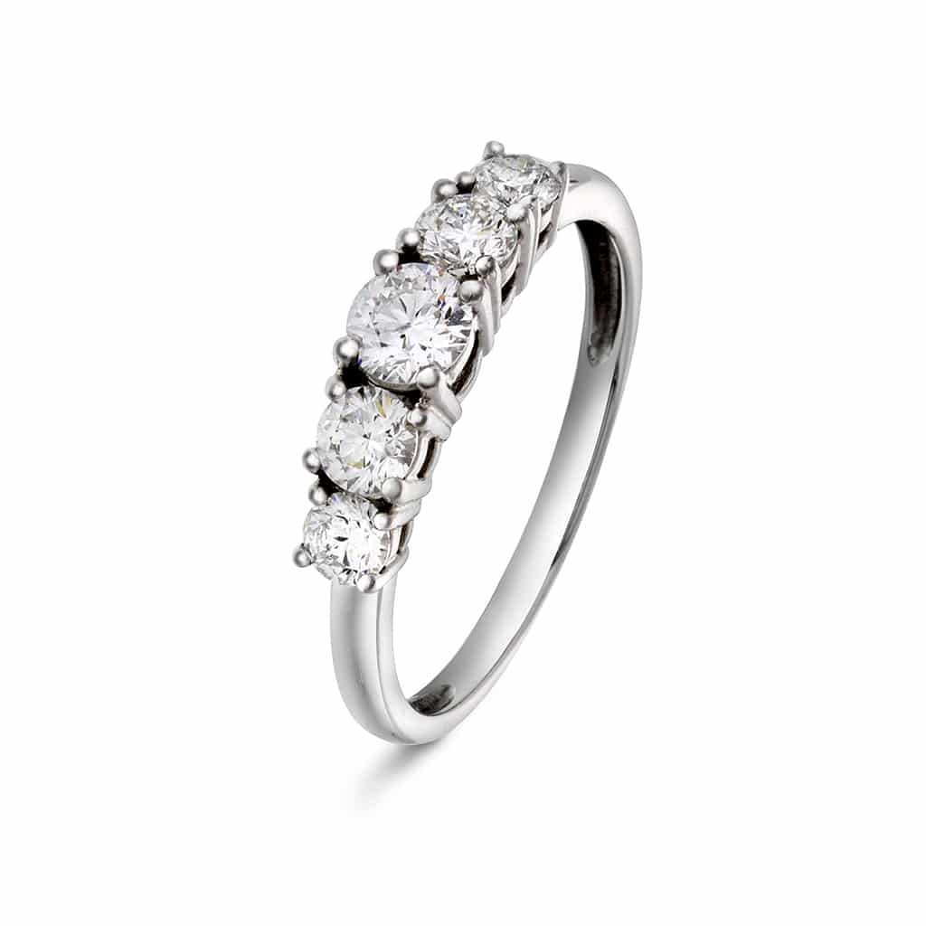 Christophersen Hvitt Gull Ring 5-stens 1,00 WSI 5 br