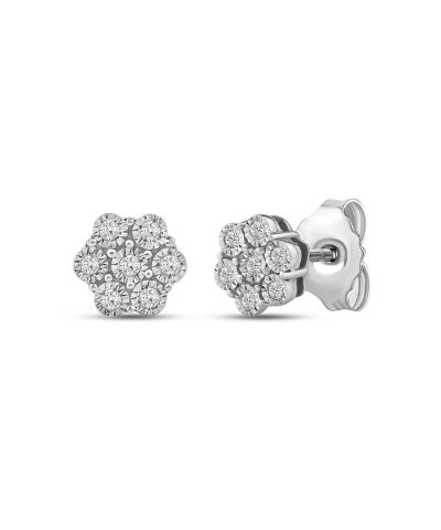 Diamantørepynt i Hvitt Gull (585) Med 0.08ct TW/SI Diamanter