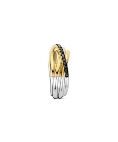 Alternative view of Ti Sento Black Zirconia Crossover Ring - M model
