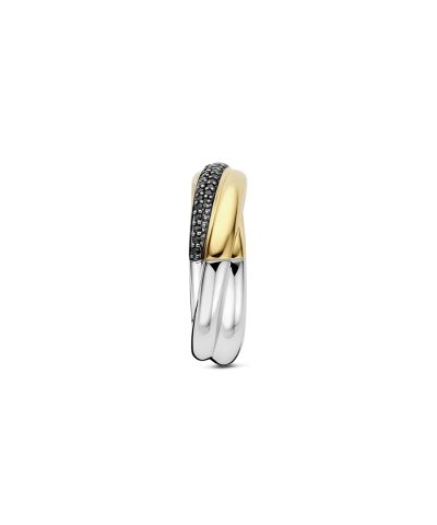 Alternative view of Ti Sento Black Zirconia Crossover Ring - S model