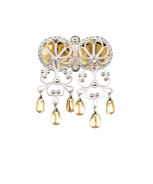 Halssølje med dråpelauv, kvit/forgylt