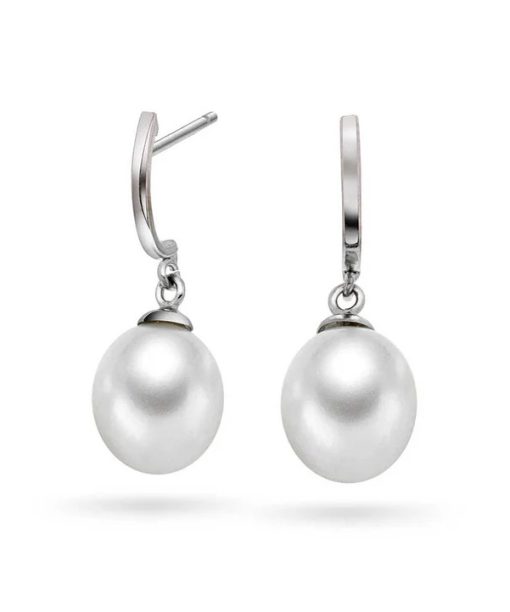 Gulløredobber i hvitt gull med ferskvannsperle 22mm