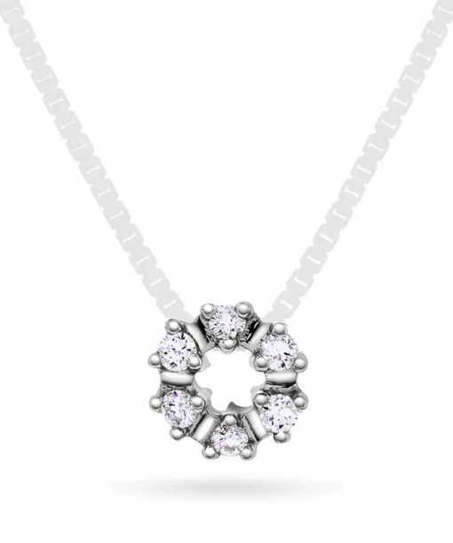 Anheng i hvitt gull med diamanter
