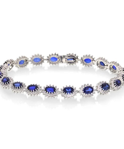 Armbånd i gull med diamant 2,5 ct WSI, hvittgull, hvitt gull, safir,