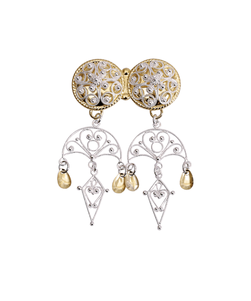 Halssølje Bergen med heng, kvit/forgylt