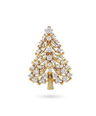 Pan Jewelry - Bijouteri julenål juletre med krystall gull