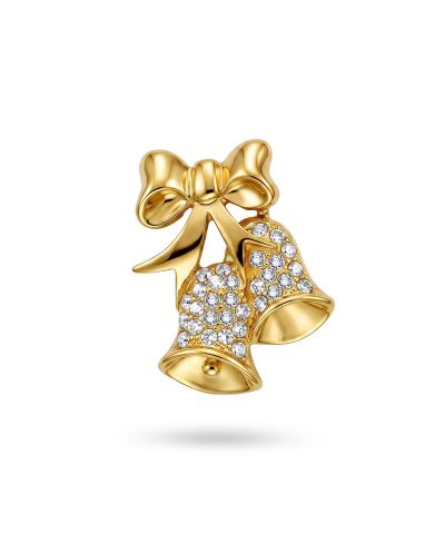 Pan Jewelry - Bijouteri julenål juleklokker med hvite krystaller