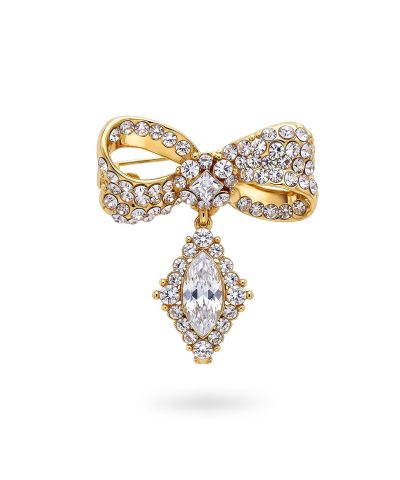 Pan Jewelry - Bijouteri brosje sløyfe med hvit krystall