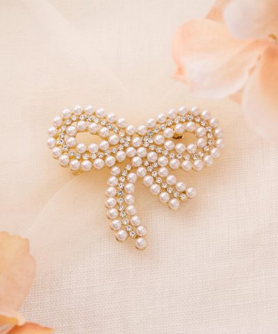 Alternative view of Pan Jewelry - Bijouteri brosje sløyfe med perle og krystall