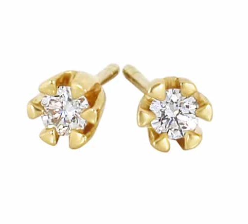 Victoria Enstens Diamantøredobber HV Gult Gull Tot. 0.20ct. TW/P