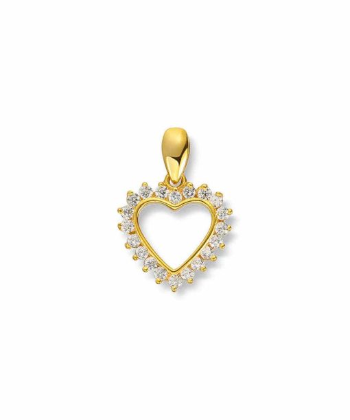 Anheng i sølv med zirkonia og hjerte