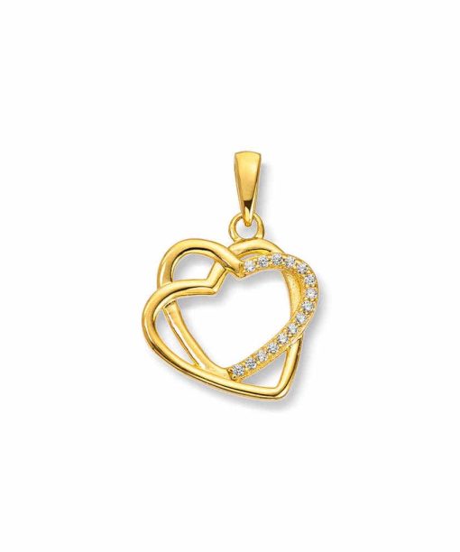 Anheng i sølv med zirkonia og hjerte