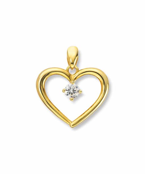 Anheng i sølv med zirkonia og hjerte