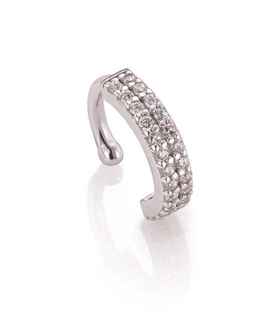 Rhodinert earcuff med hvite zirkonia