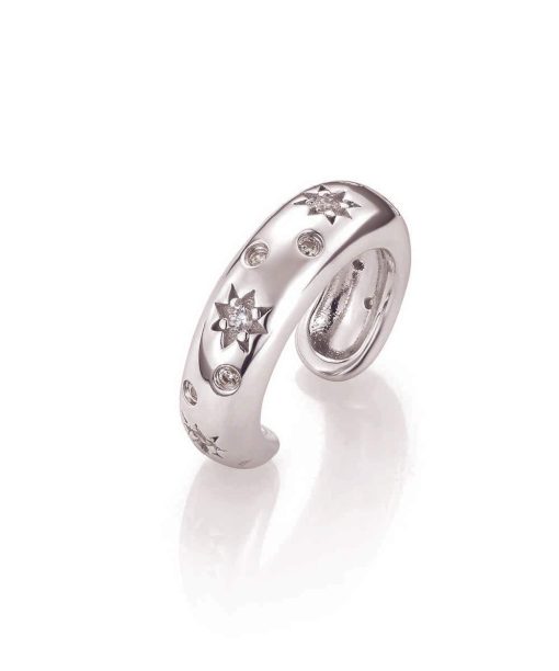 Rhodinert earcuff med hvite zirkonia