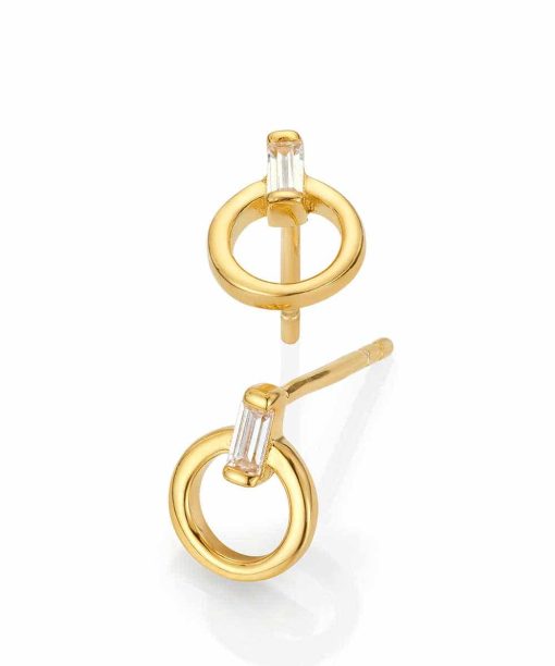 Øredobber i sølv med zirkonia sirkel