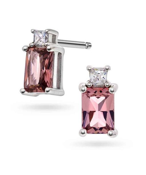 Øredobber i sølv med zirkonia, morganitt