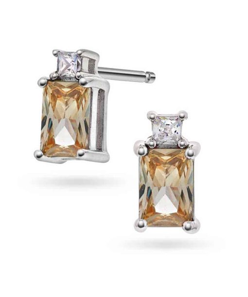 Øredobber i sølv med zirkonia, champagne