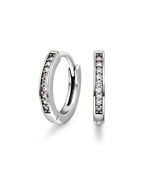 Øreringer i sølv med blank zirkonia
