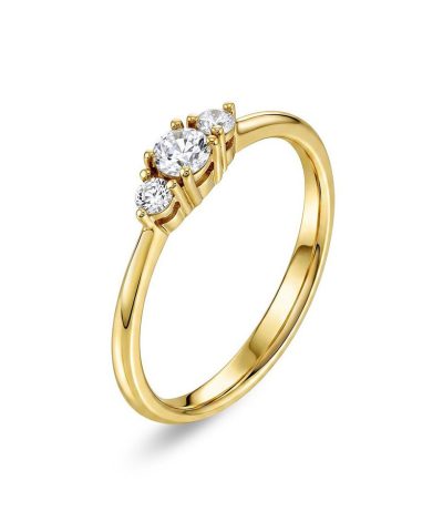 Ring i gult gull med diamanter 0,25 ct W/SI