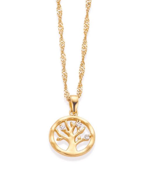 GD Signatur Tree of life Forgylt anheng i sølv m/zirk