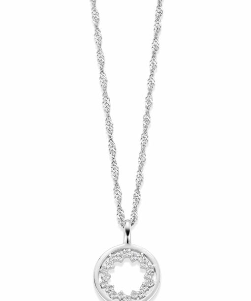 GD Signatur Trine anheng i sølv med zirkonia, 45cm kjede