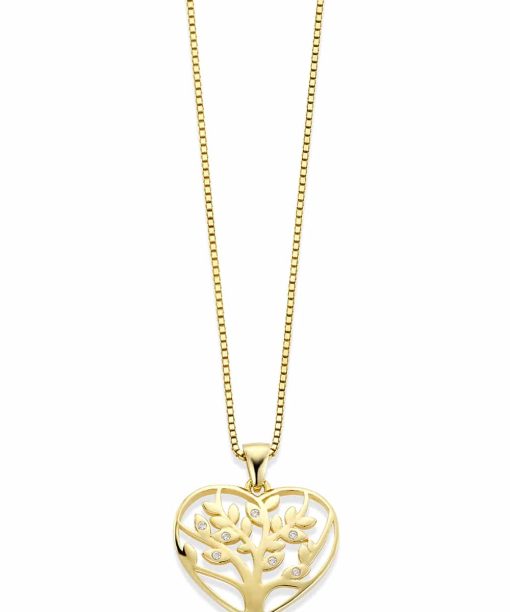GD Signatur Love tree Forgylt anheng i sølv med zirkonia