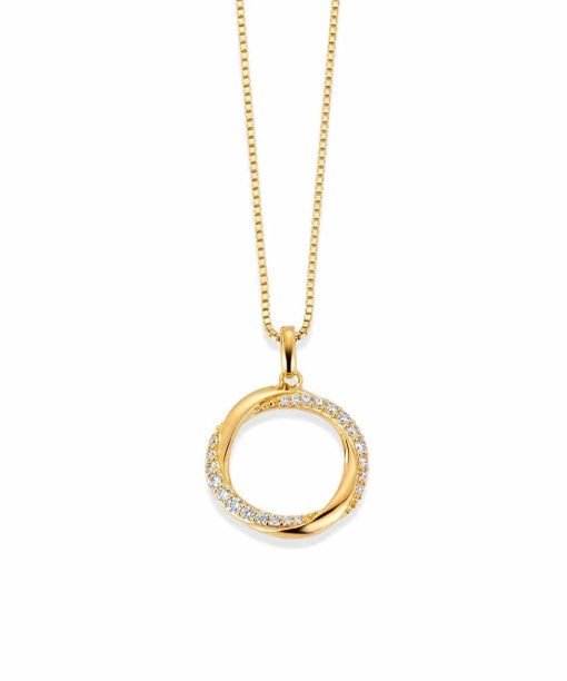 Lene smykke i sølv med zirkonia sirkel