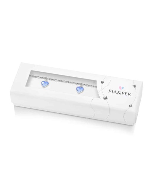 Alternative view of Pia & Per - Charms-armbånd i sølv - Lys blå hjerter