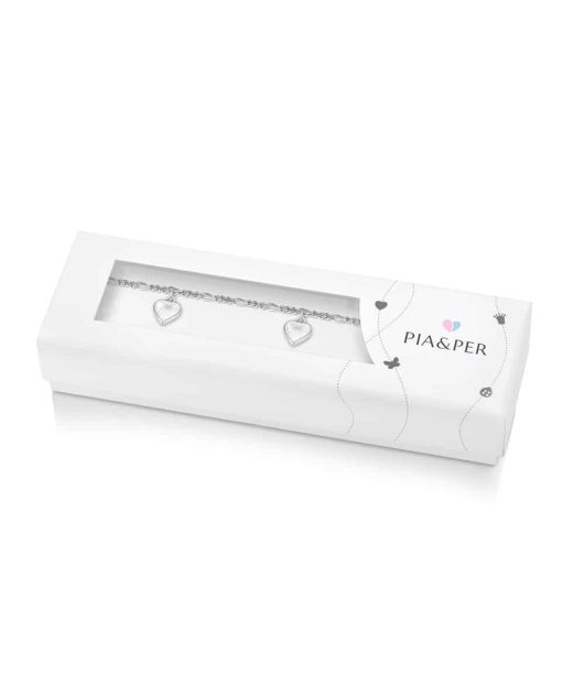 Alternative view of Pia & Per - Charmsarmbånd sølv - Hvite hjerter