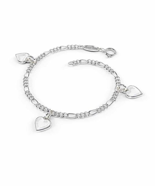 Pia & Per - Charmsarmbånd sølv - Hvite hjerter