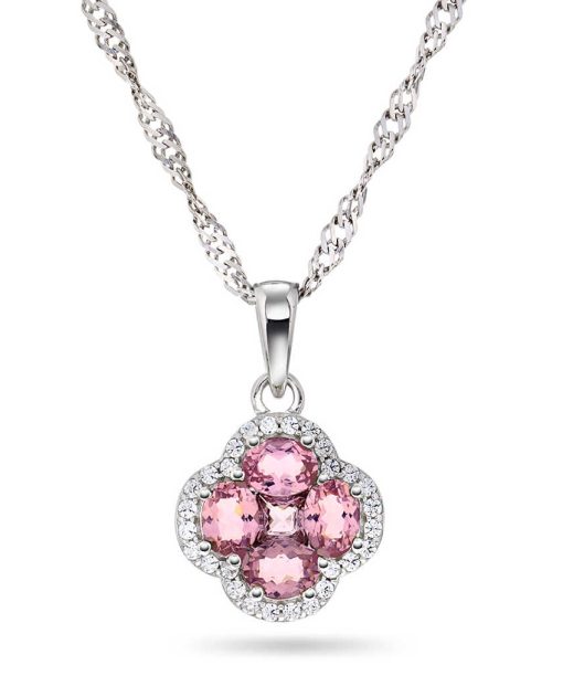 Ivy smykke i sølv med rosa zirkonia