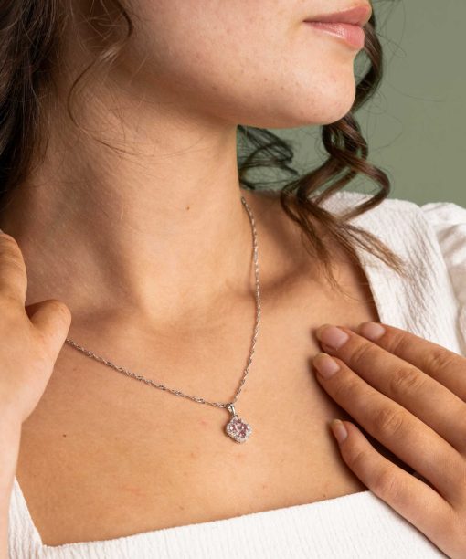 Alternative view of Ivy smykke i sølv med rosa zirkonia