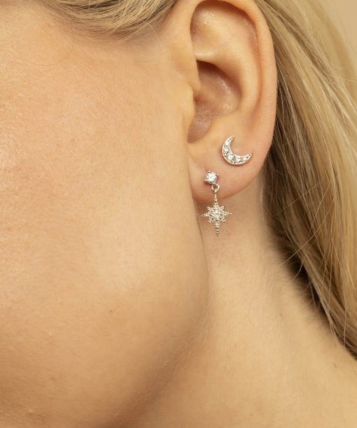 Alternative view of Stars øredobber i sølv med zirkonia