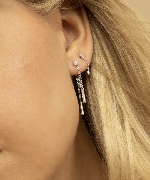 Alternative view of Shimmer øredobber i sølv med zirkonia