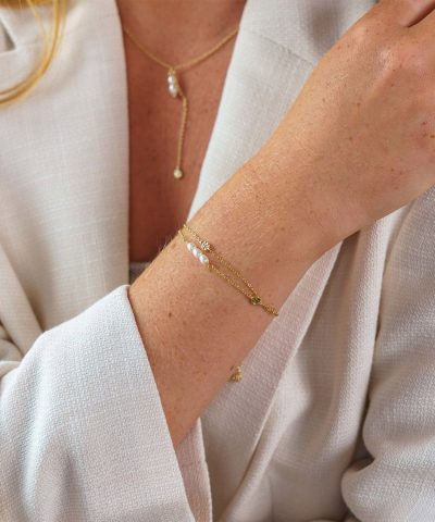 Alternative view of Gulldia - Soft armbånd i forgylt 925 sølv med perler
