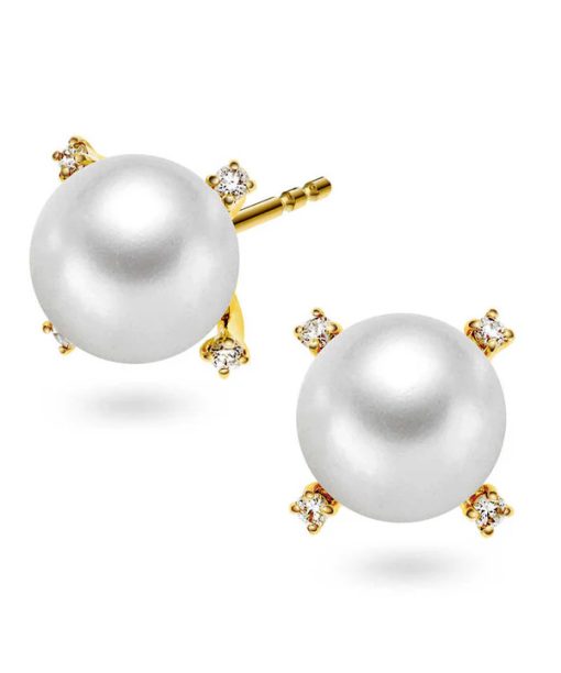 Øredobber i gull med diamant 0,08 ct WSI