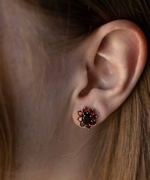 Alternative view of Rosett ørepynt med granat