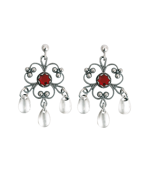 Øyrepynt med raud stein, oksidert