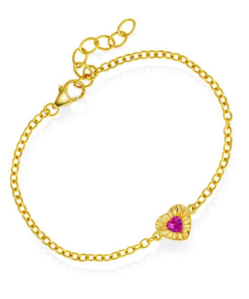 Armbånd i sølv med rosa zirkonia hjerte