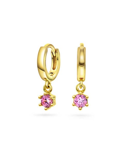 Øreringer i sølv med rosa zirkonia