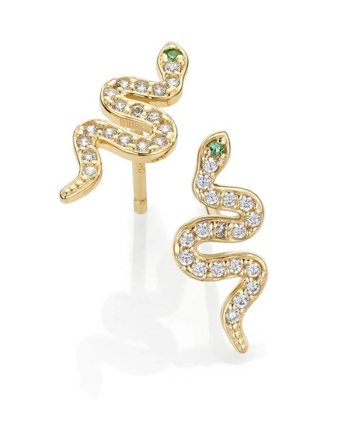 GD 1370 Snake Ørepynt i gull med zirkonia