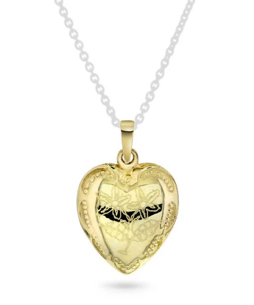 Hjertesmykke i gult gull 19mm